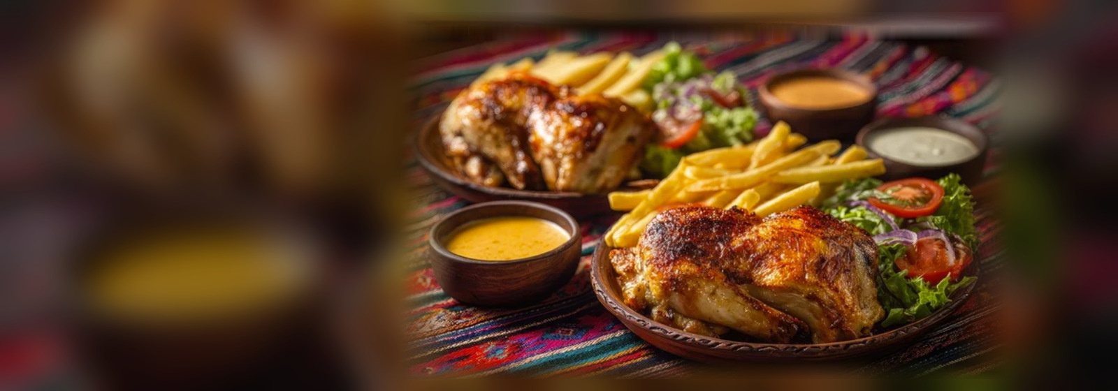 Pollo a la brasa con papas y ensalada