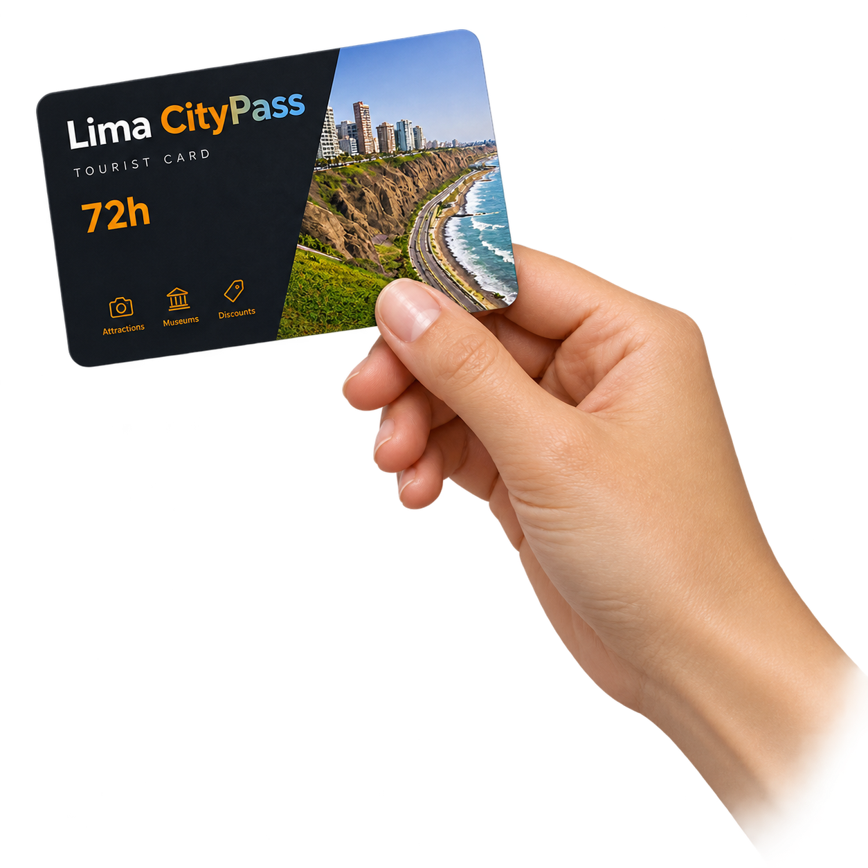 Mano sosteniendo tarjeta Lima CityPass